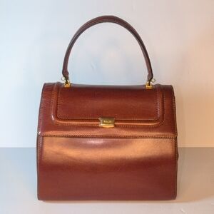 Bally Vintage Chestnut Brown Leather Top-Handle Satchel 1970's